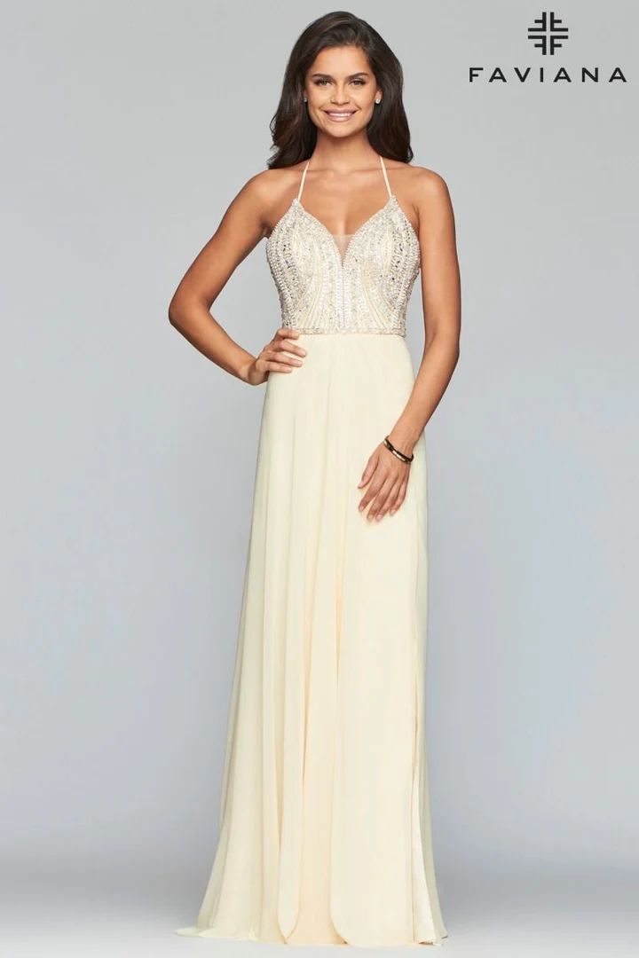 Style 10041 Faviana Size 2 Yellow A-line Dress on Queenly