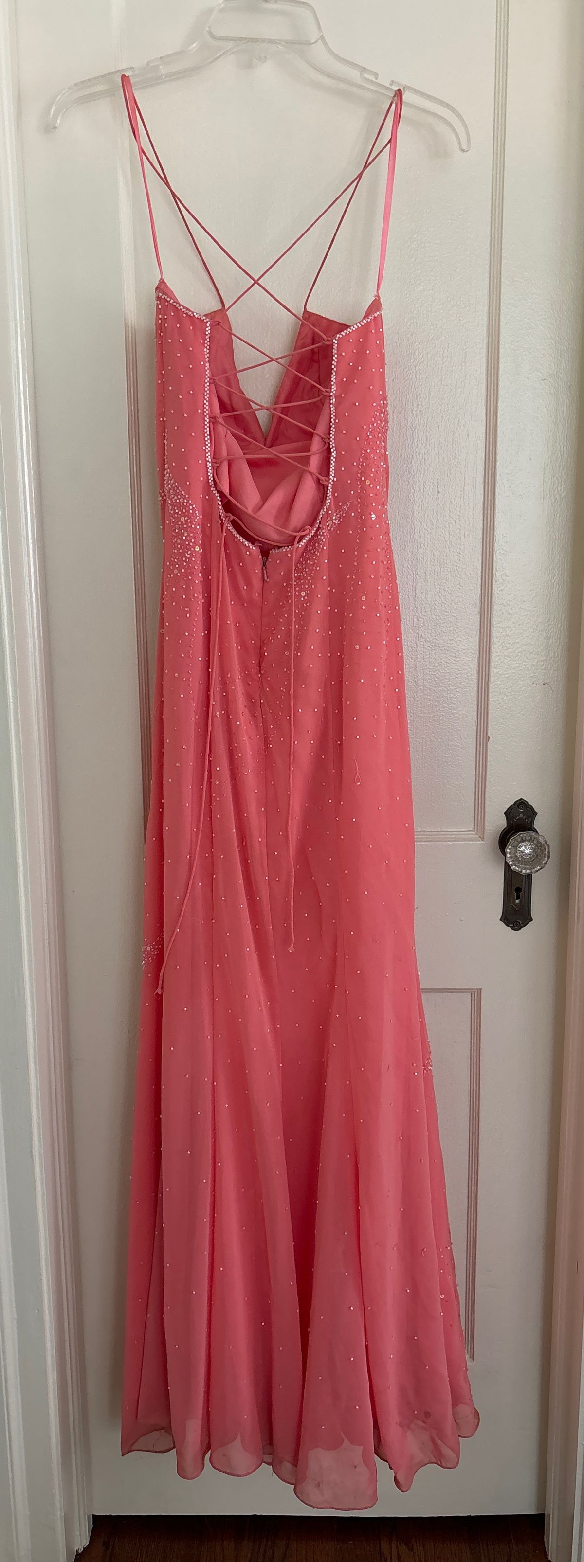 Windsor Size 8 Prom Plunge Pink Floor Length Maxi on Queenly
