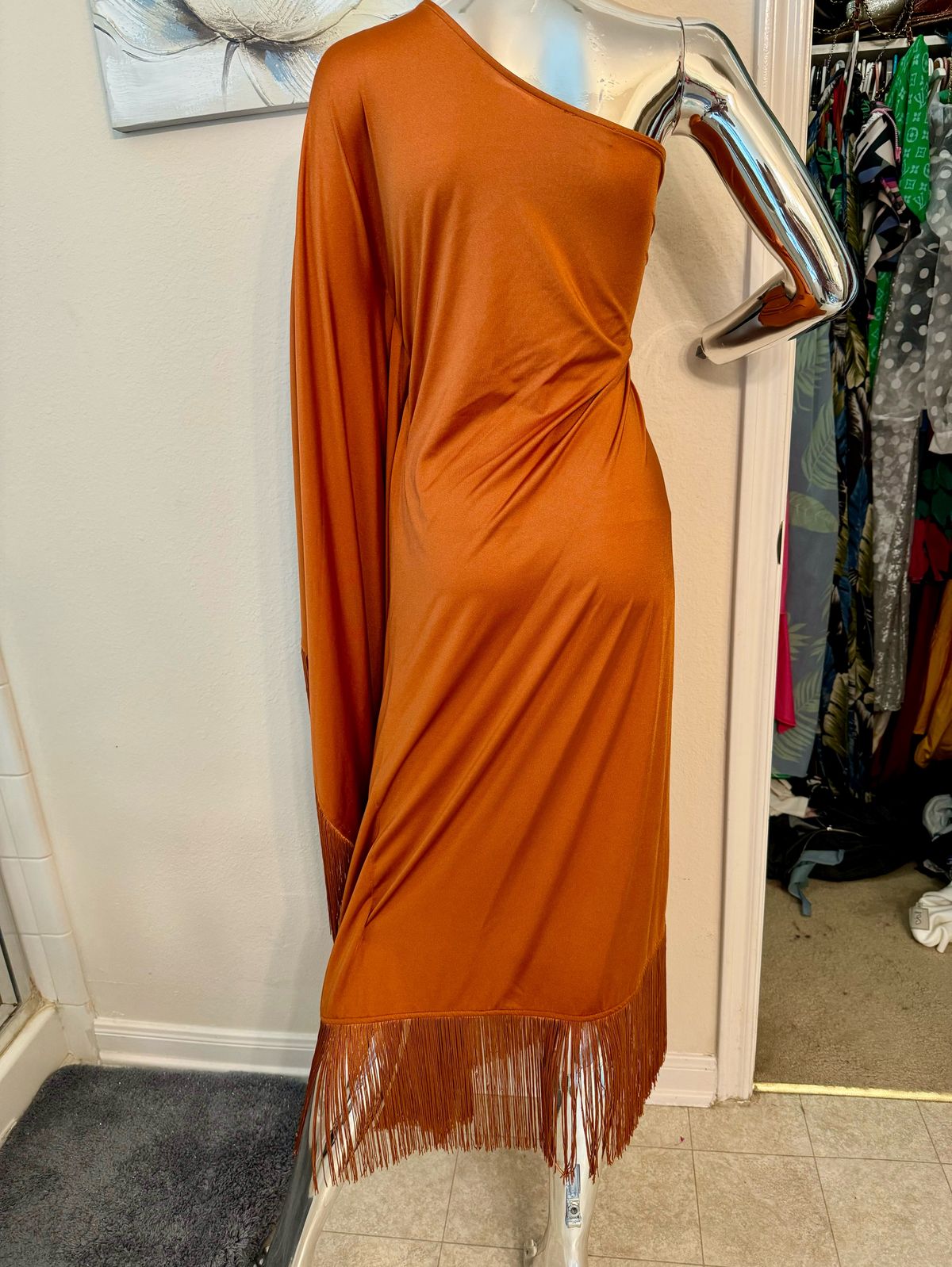 Size XL One Shoulder Brown Cocktail Dress on Queenly