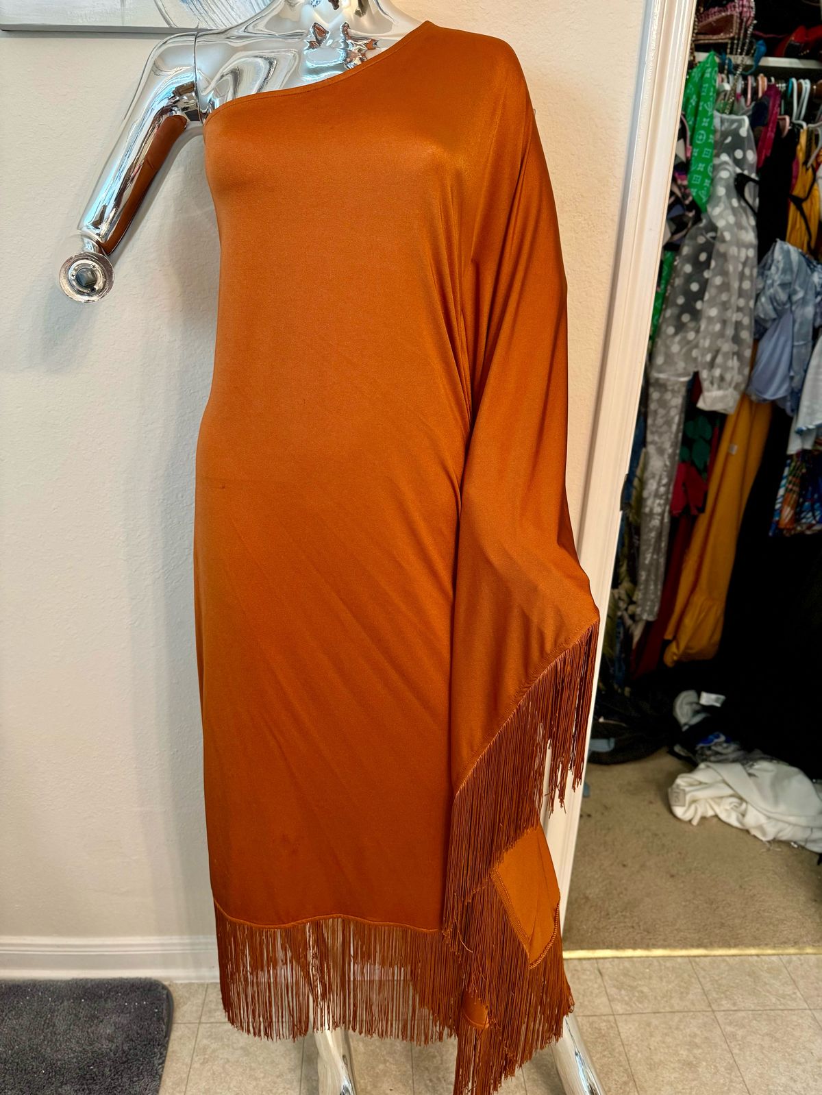 Size XL One Shoulder Brown Cocktail Dress on Queenly