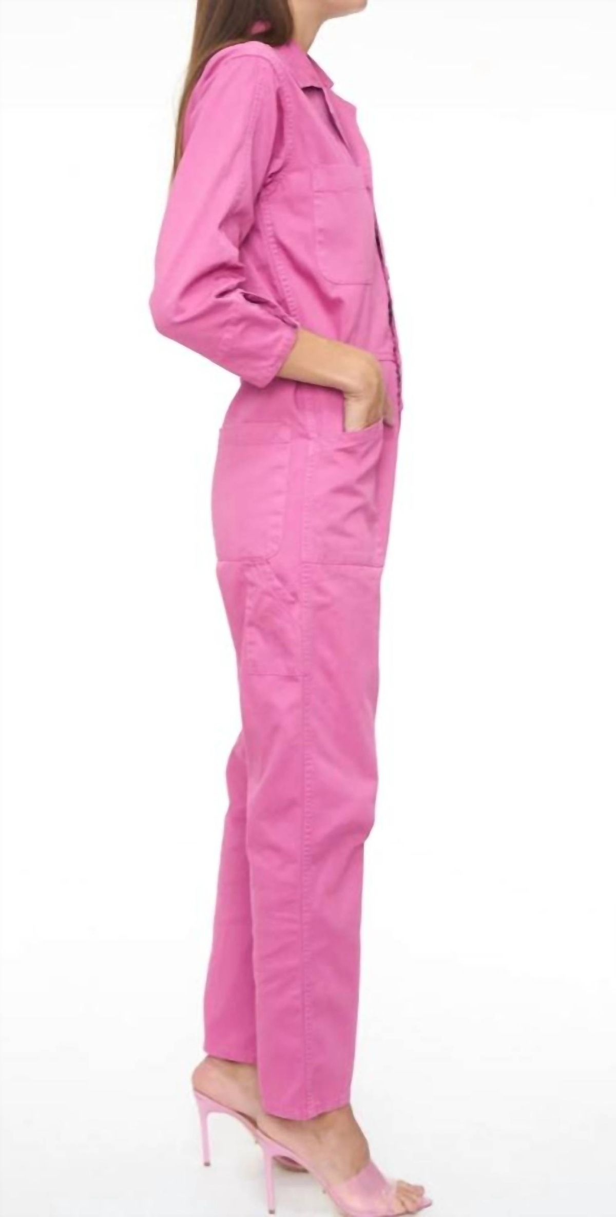 Style 1-4126587958-74 PISTOLA Size S Long Sleeve Hot Pink Formal Jumpsuit on Queenly