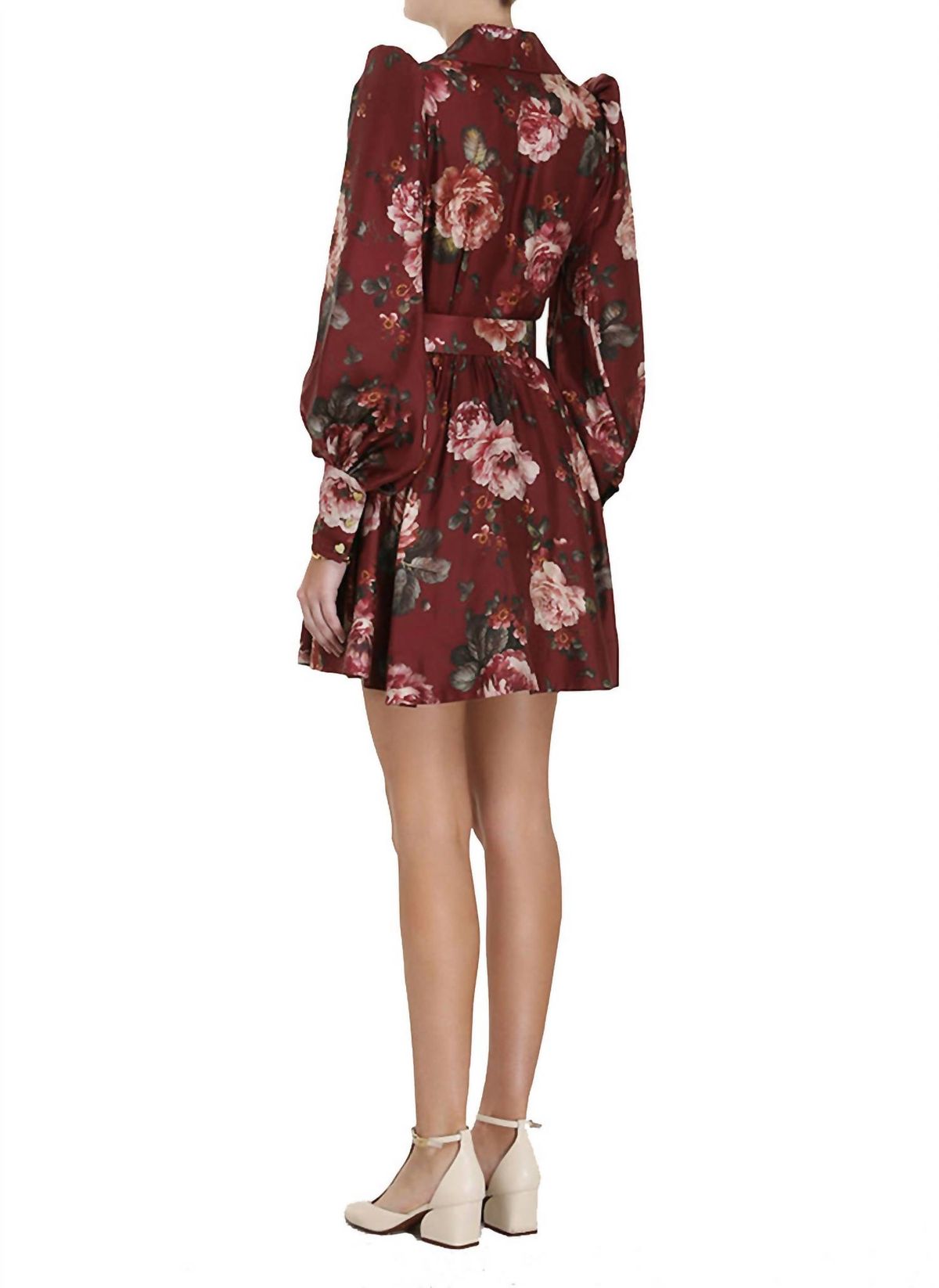 Style 1-4175295716-5 Zimmermann Size 0 Long Sleeve Satin Burgundy Multicolor Cocktail Dress on Queenly