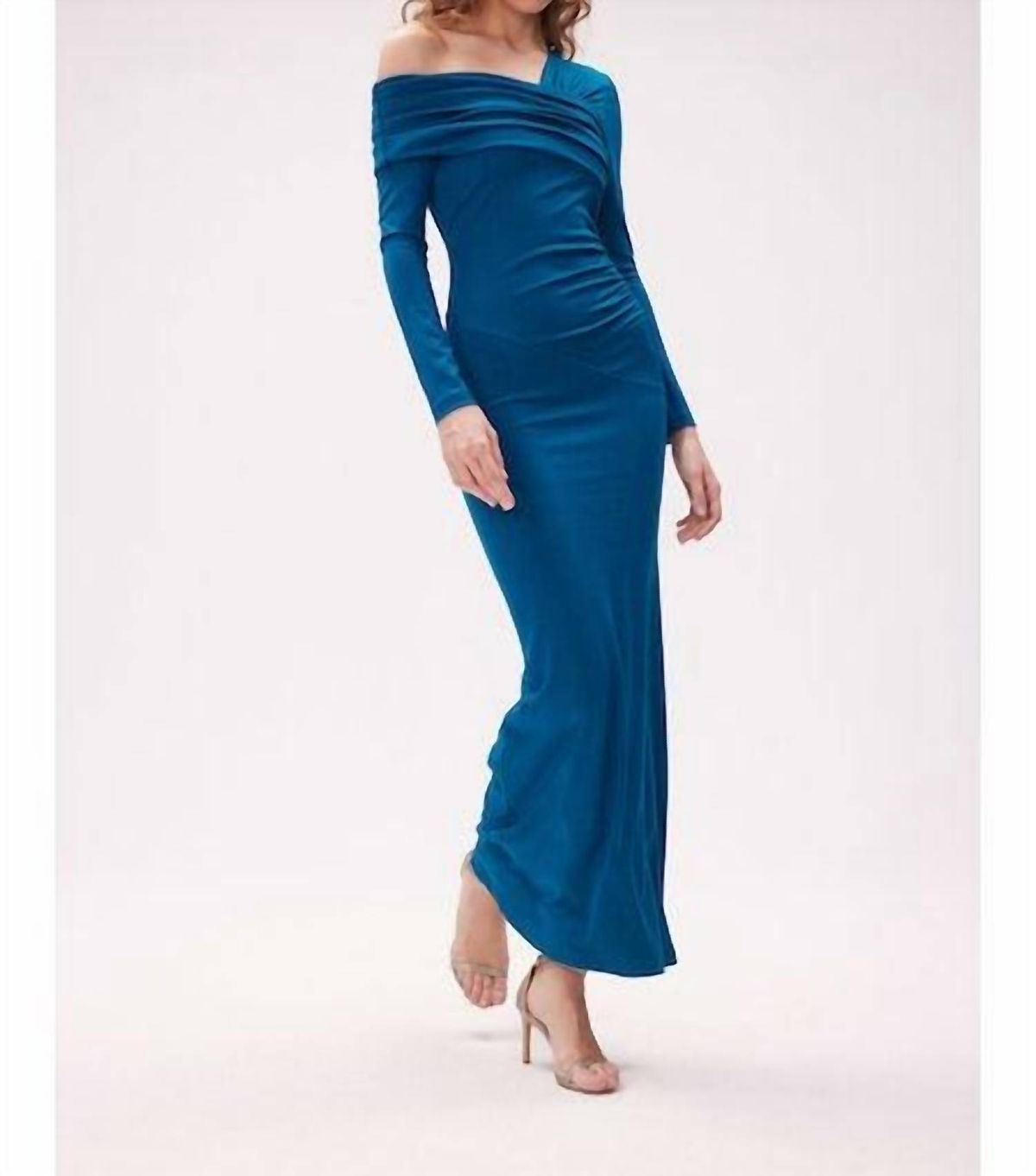 Style 1-632868770-70 Diane von Furstenberg Size XS Off The Shoulder Blue Floor Length Maxi on Queenly