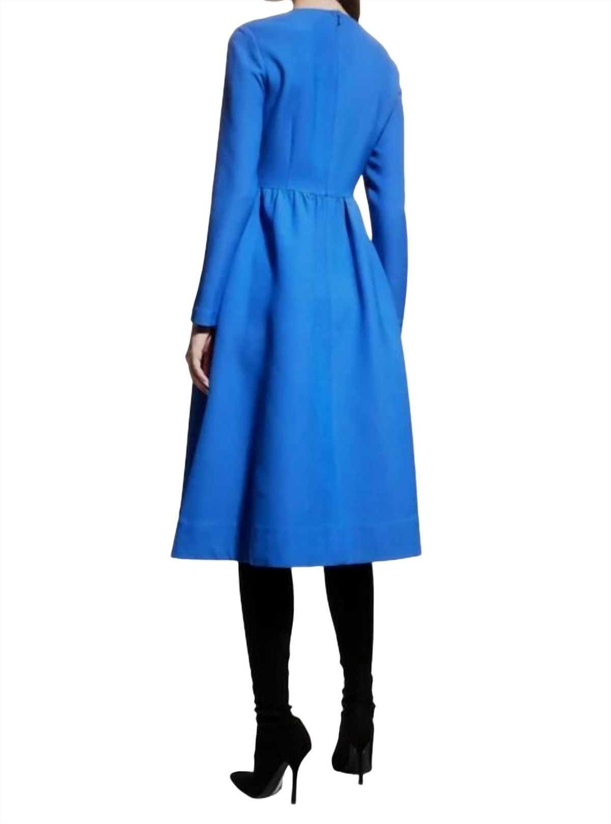Style 1-930930383-649 Lafayette 148 Size 2 Long Sleeve Satin Blue Cocktail Dress on Queenly