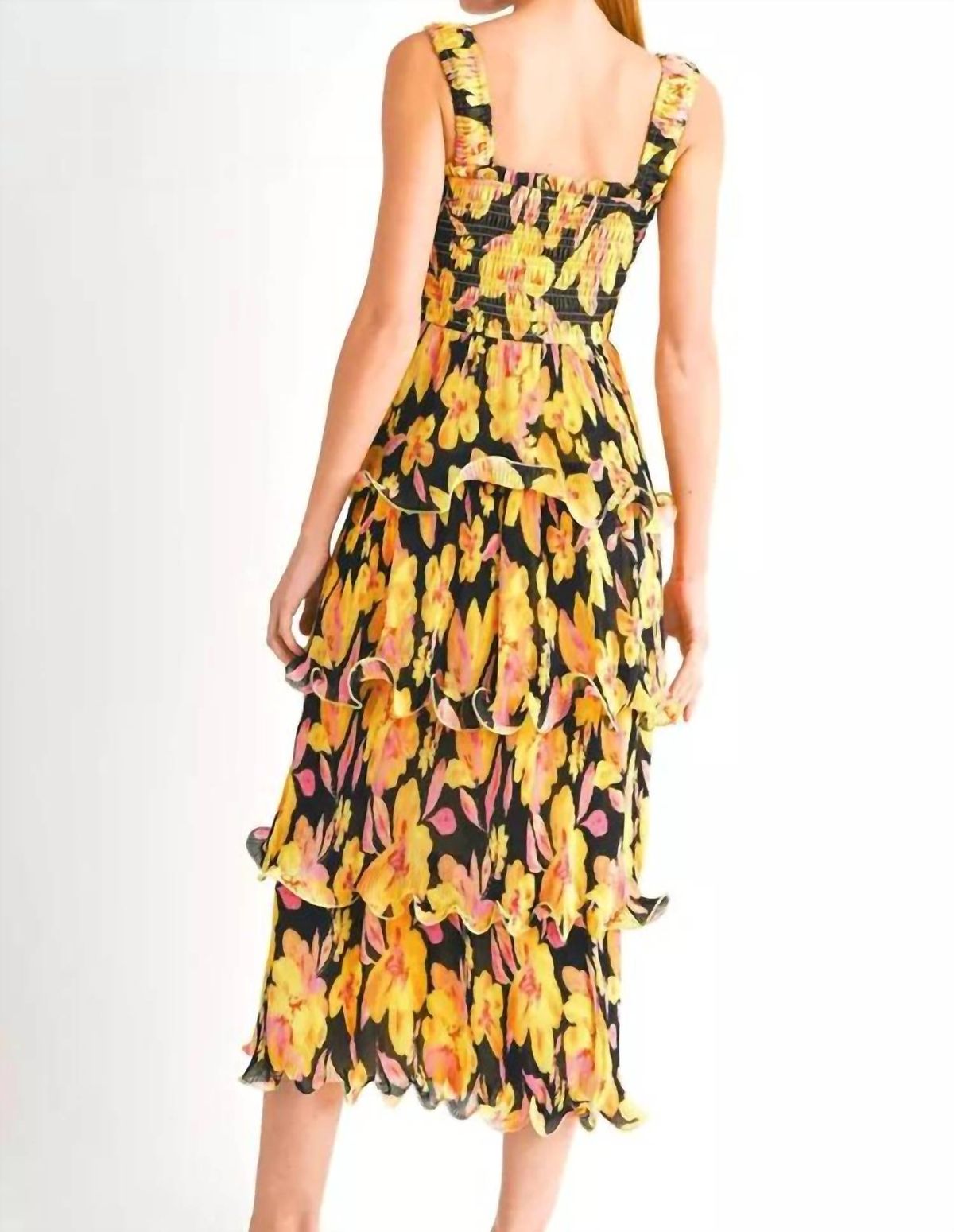 Style 1-1003872484-149 RESET by Jane Size L Floral Yellow Cocktail Dress on Queenly