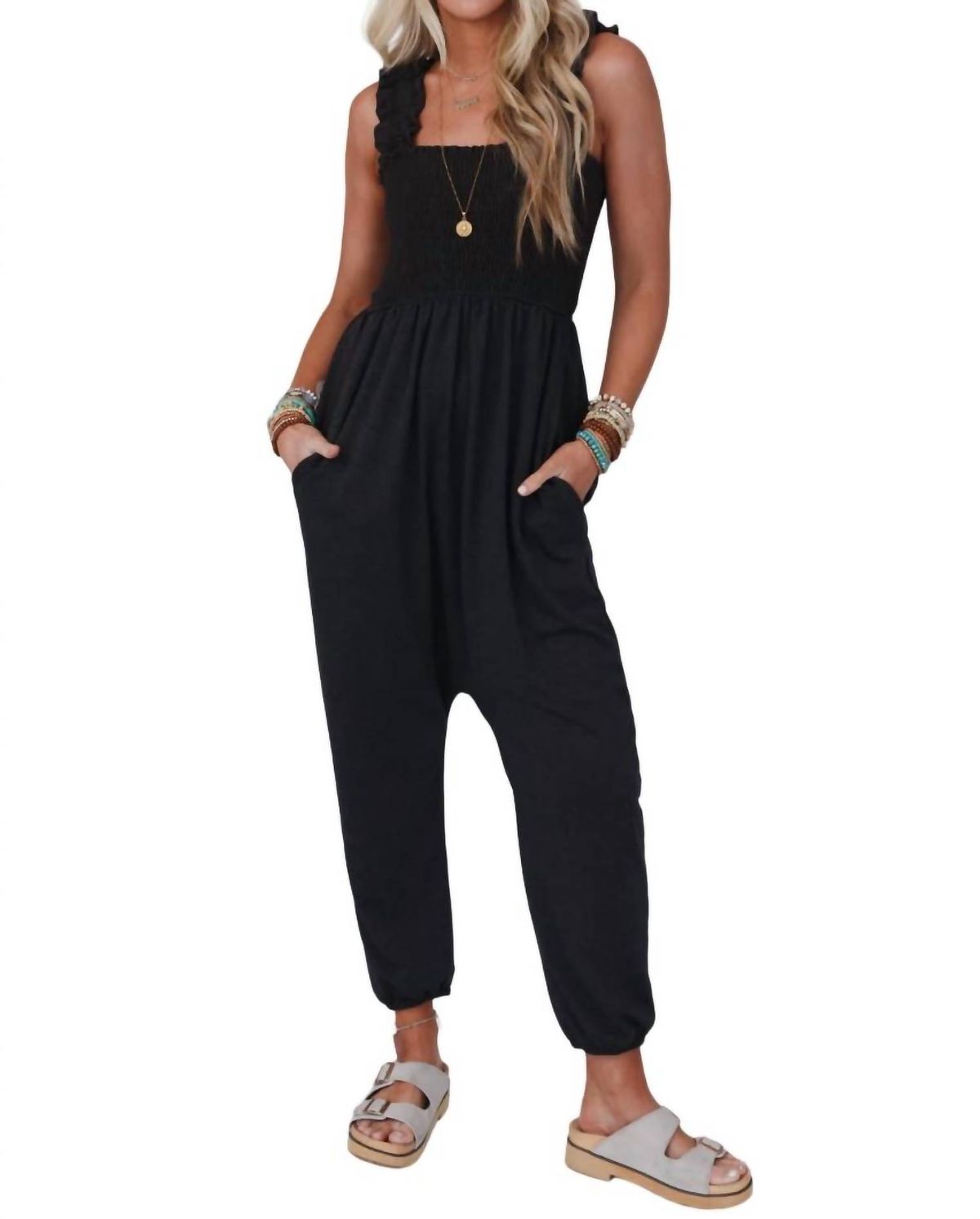 Style 1-1488444377-74 three bird nest Size S Sequined Black Formal Jumpsuit on Queenly