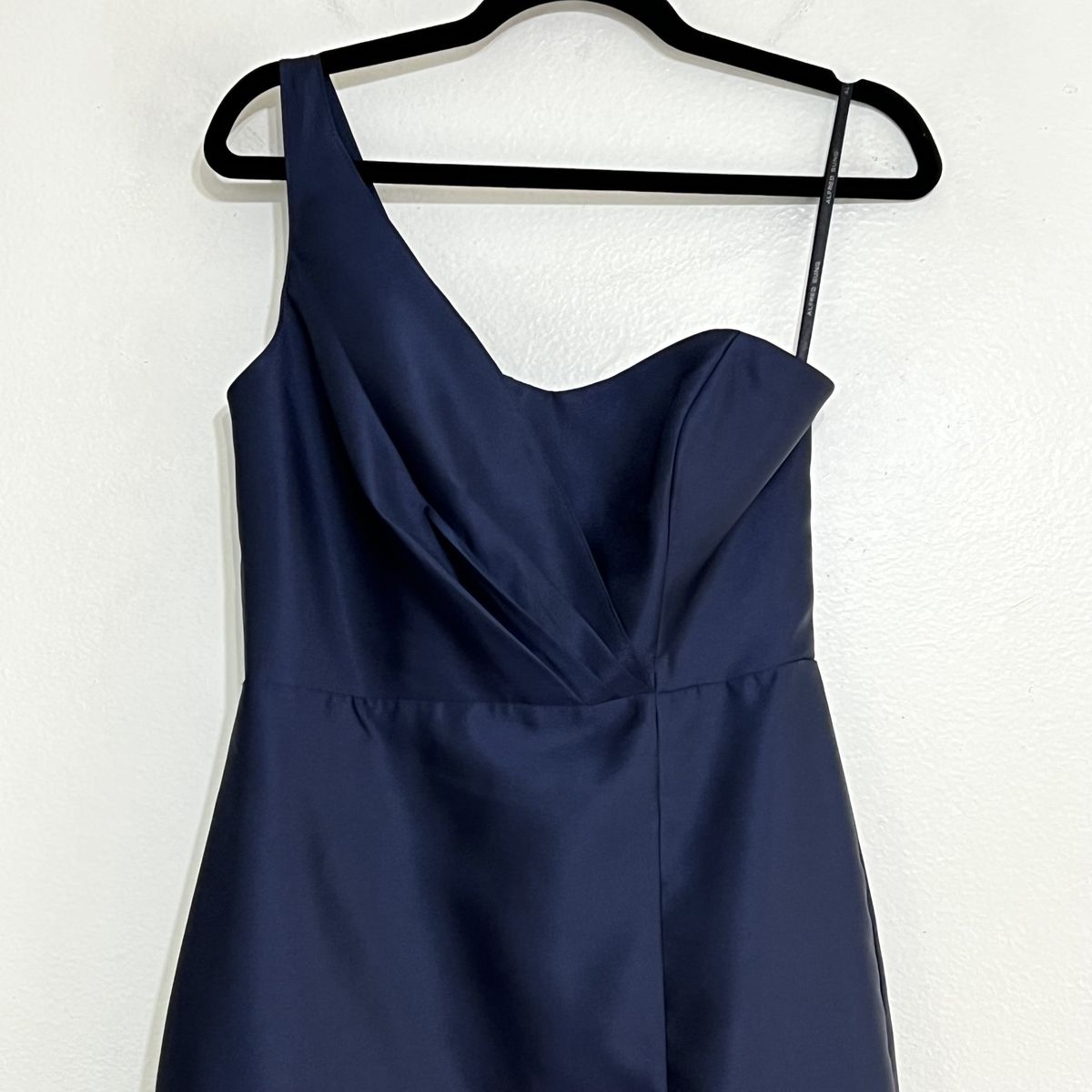 Style D827 Alfred Sung Size 4 One Shoulder Blue Side Slit Dress on Queenly