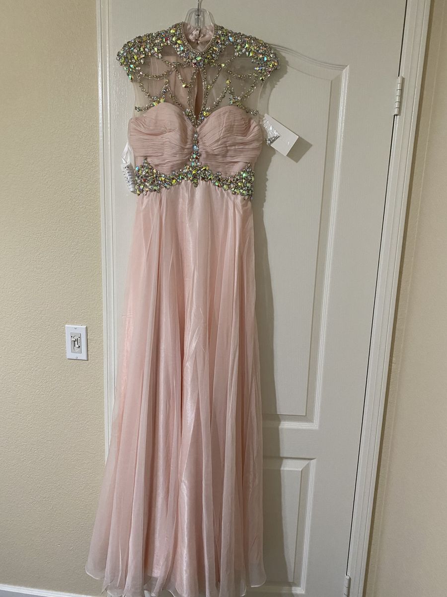 Cinderella Divine Size 4 Prom Plunge Sequined Light Pink Floor Length Maxi on Queenly