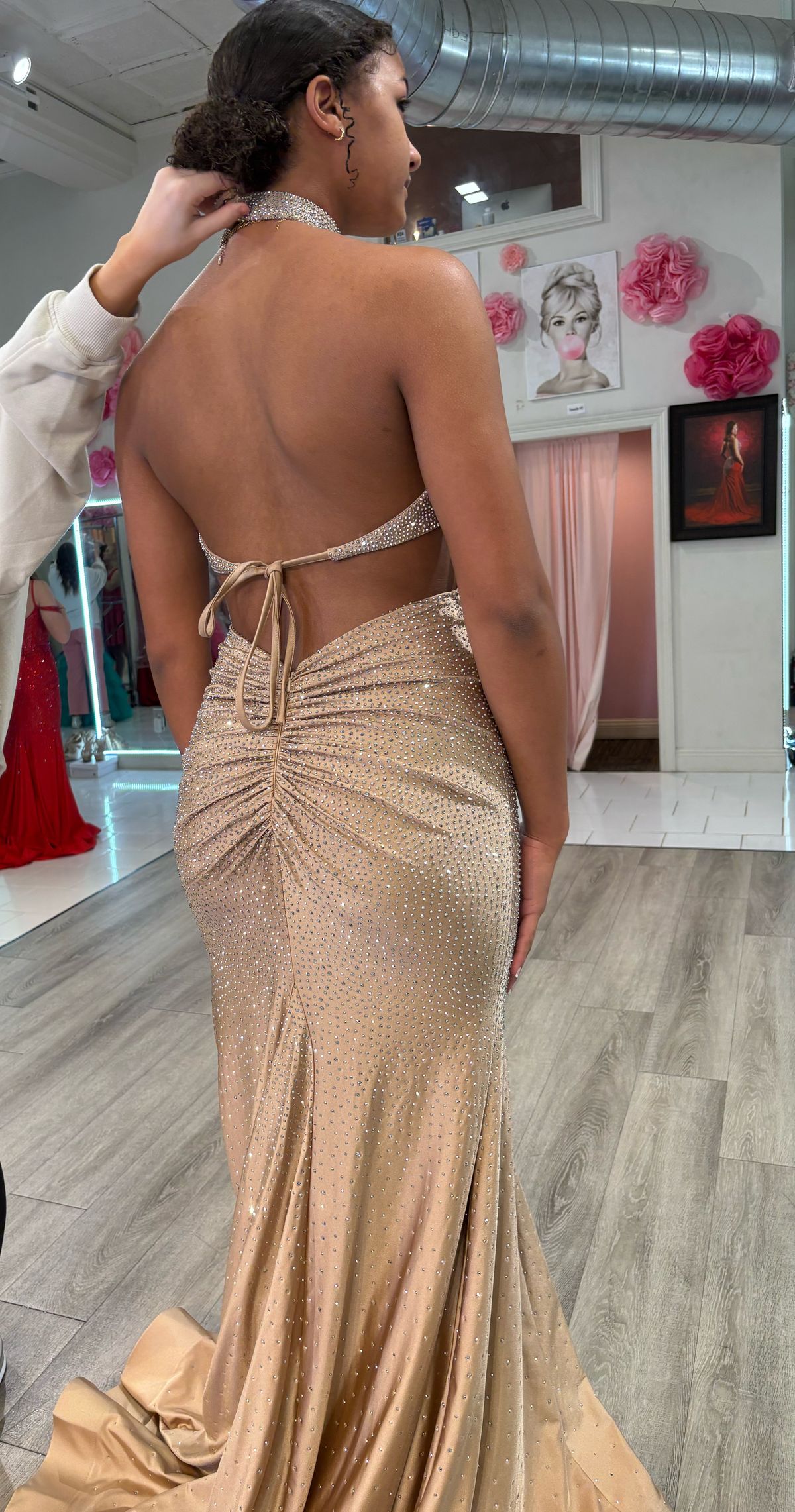 Sherri Hill Size 2 Prom Halter Nude Mermaid Dress on Queenly