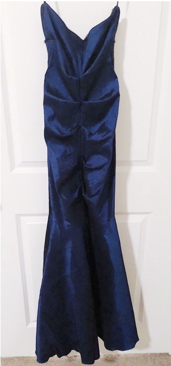 Cache Size 2 Prom Strapless Blue Mermaid Dress on Queenly