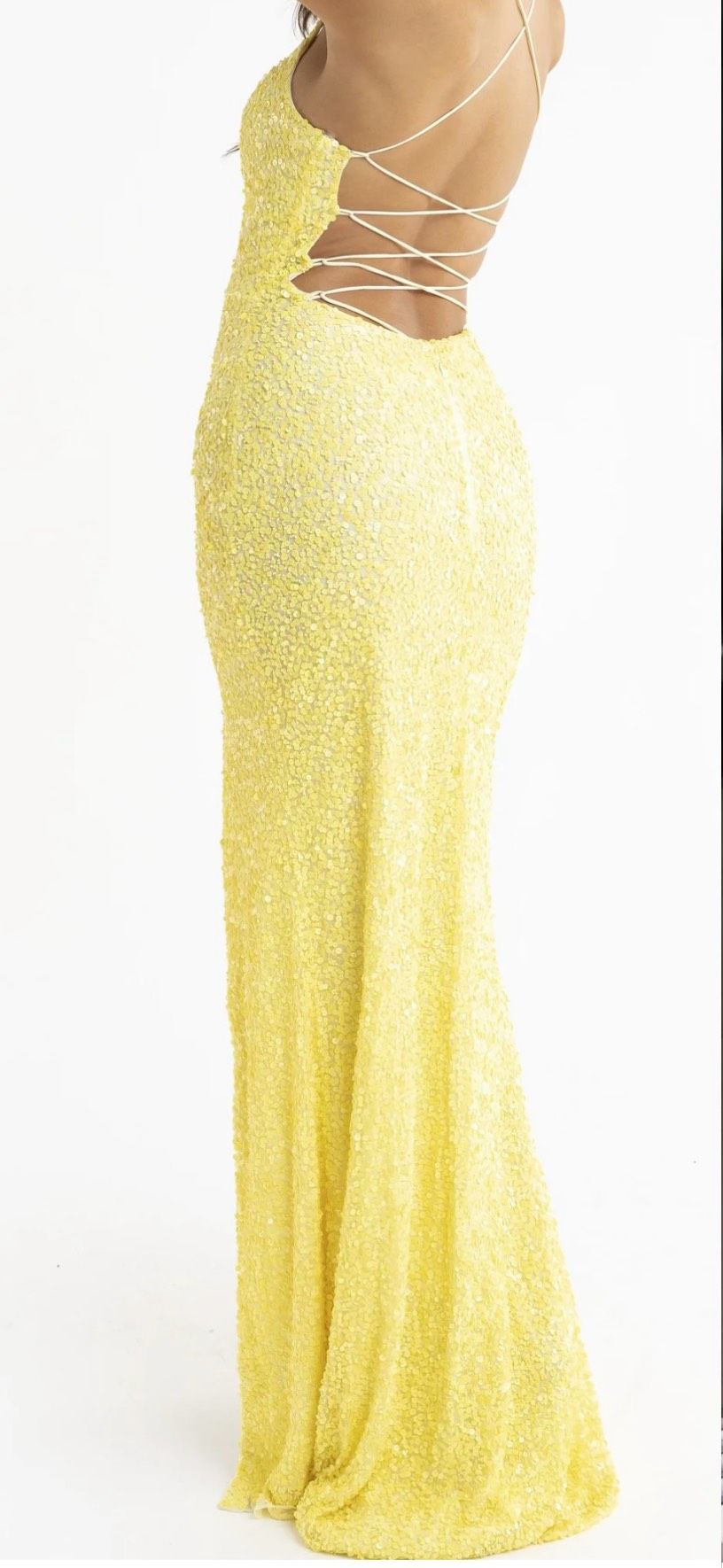 Primavera Size 4 Plunge Yellow Side Slit Dress on Queenly