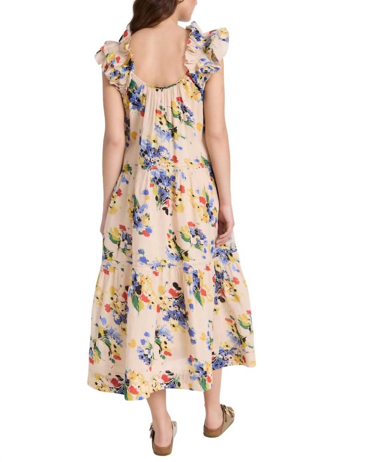 Style 1-22238761-5 THE GREAT. Size 0 Floral Nude Cocktail Dress on Queenly