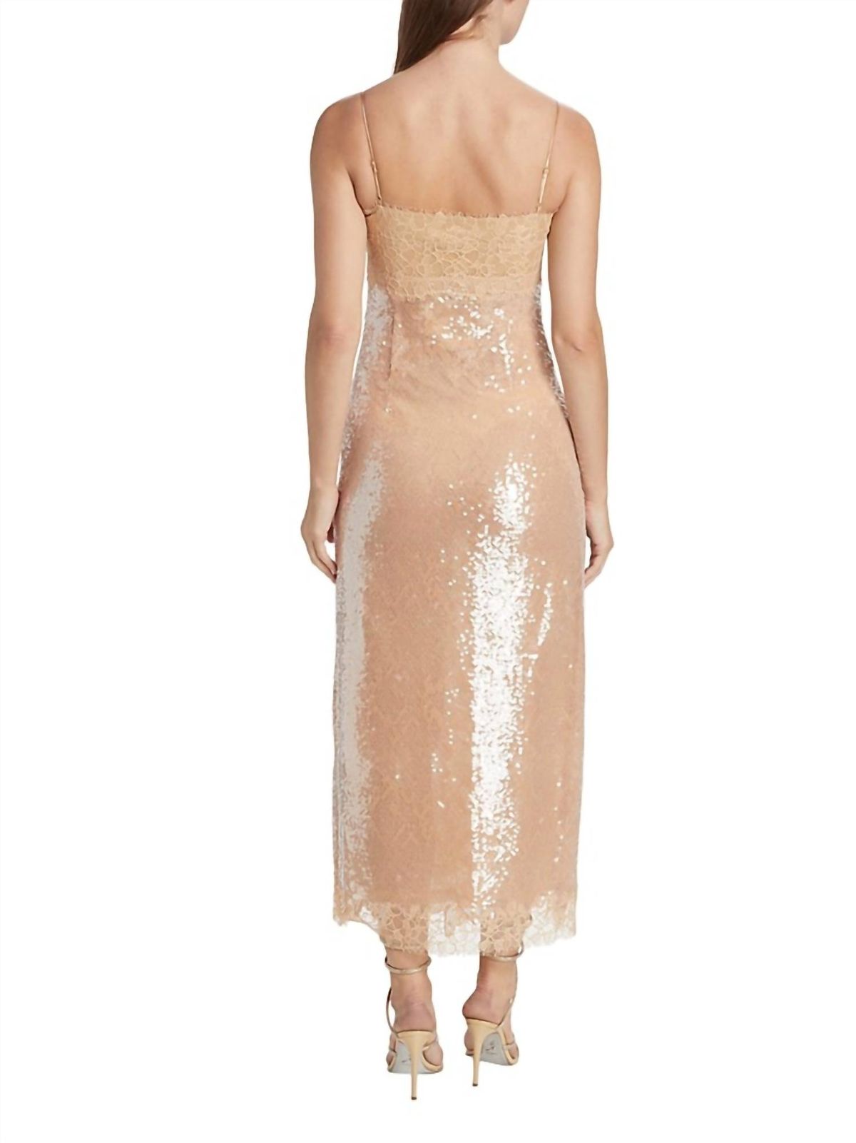 Style 1-2477801777-1498 JONATHAN SIMKHAI Size 4 Plunge Lace Nude Cocktail Dress on Queenly