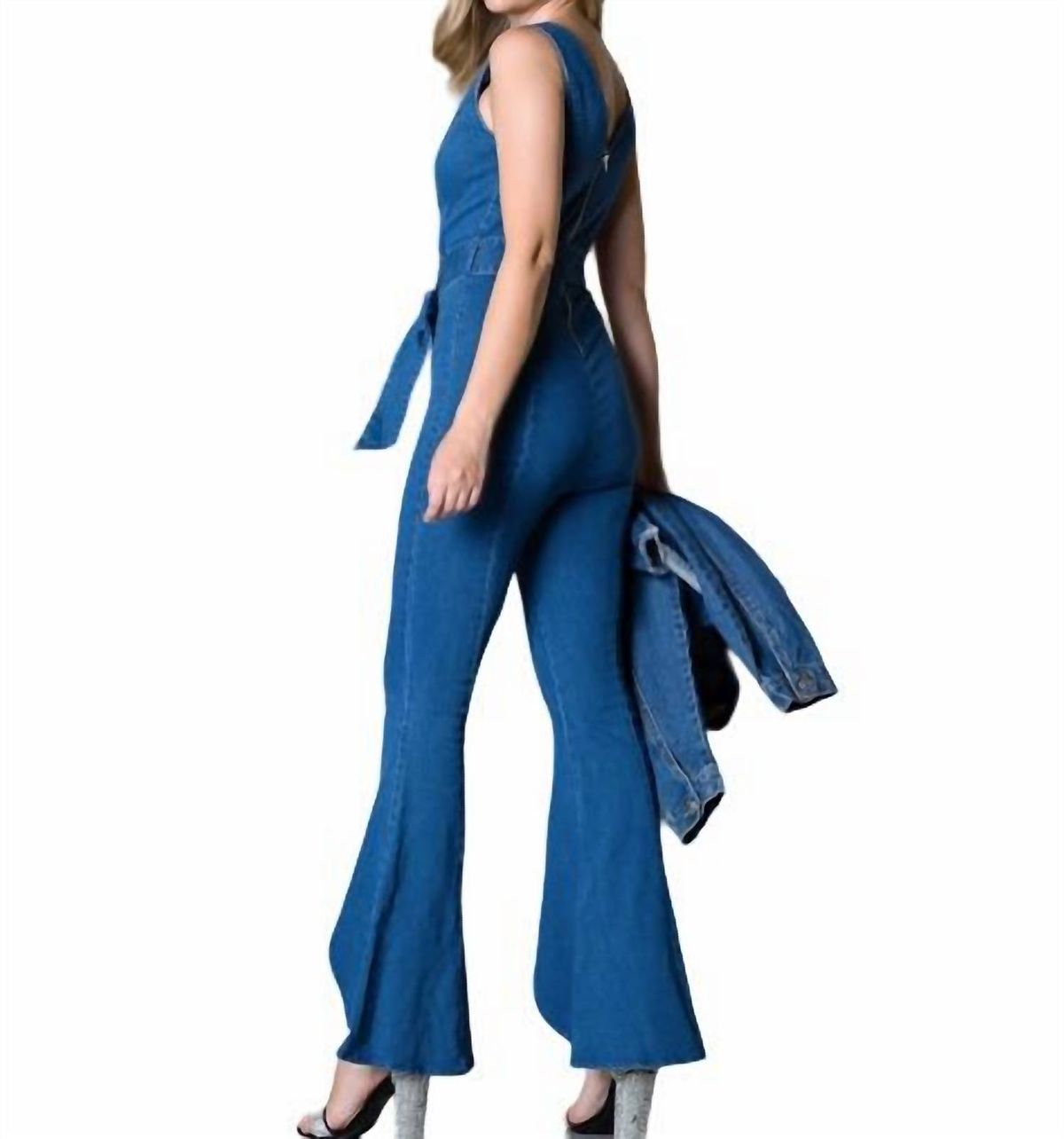 Style 1-2515888532-149 VOCAL APPAREL Size L Blue Formal Jumpsuit on Queenly