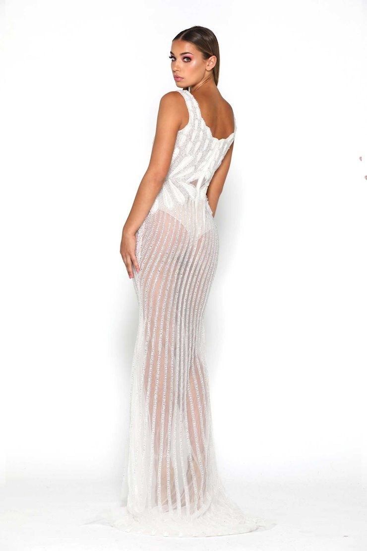 Style PS1999 Portia and Scarlett Size 2 Plunge Sequined White Floor Length Maxi on Queenly