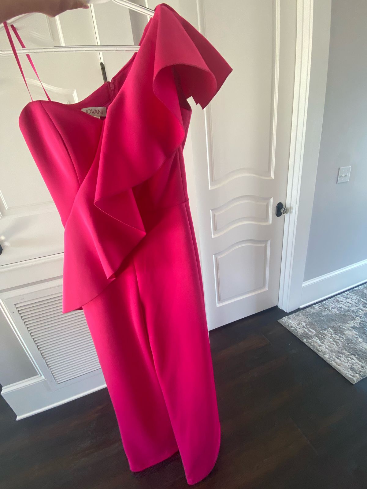 Jovani Size 8 Prom One Shoulder Pink Formal Jumpsuit on Queenly