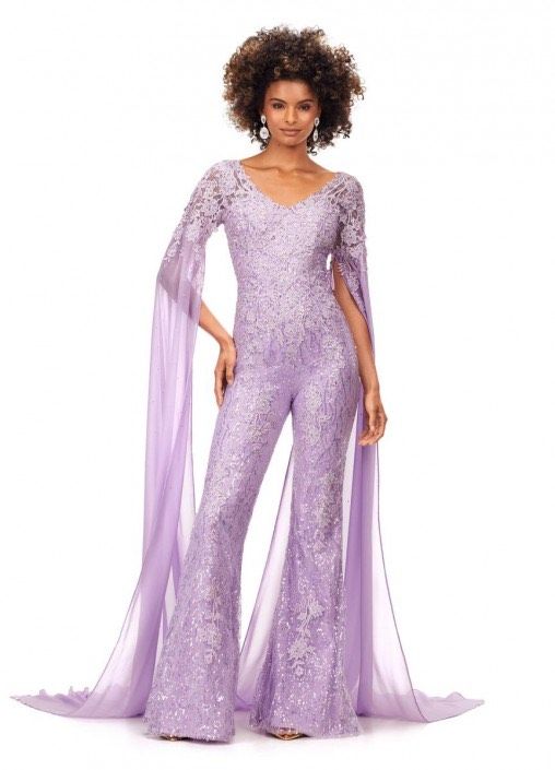 Ashley Lauren Size 10 Purple Formal Jumpsuit on Queenly