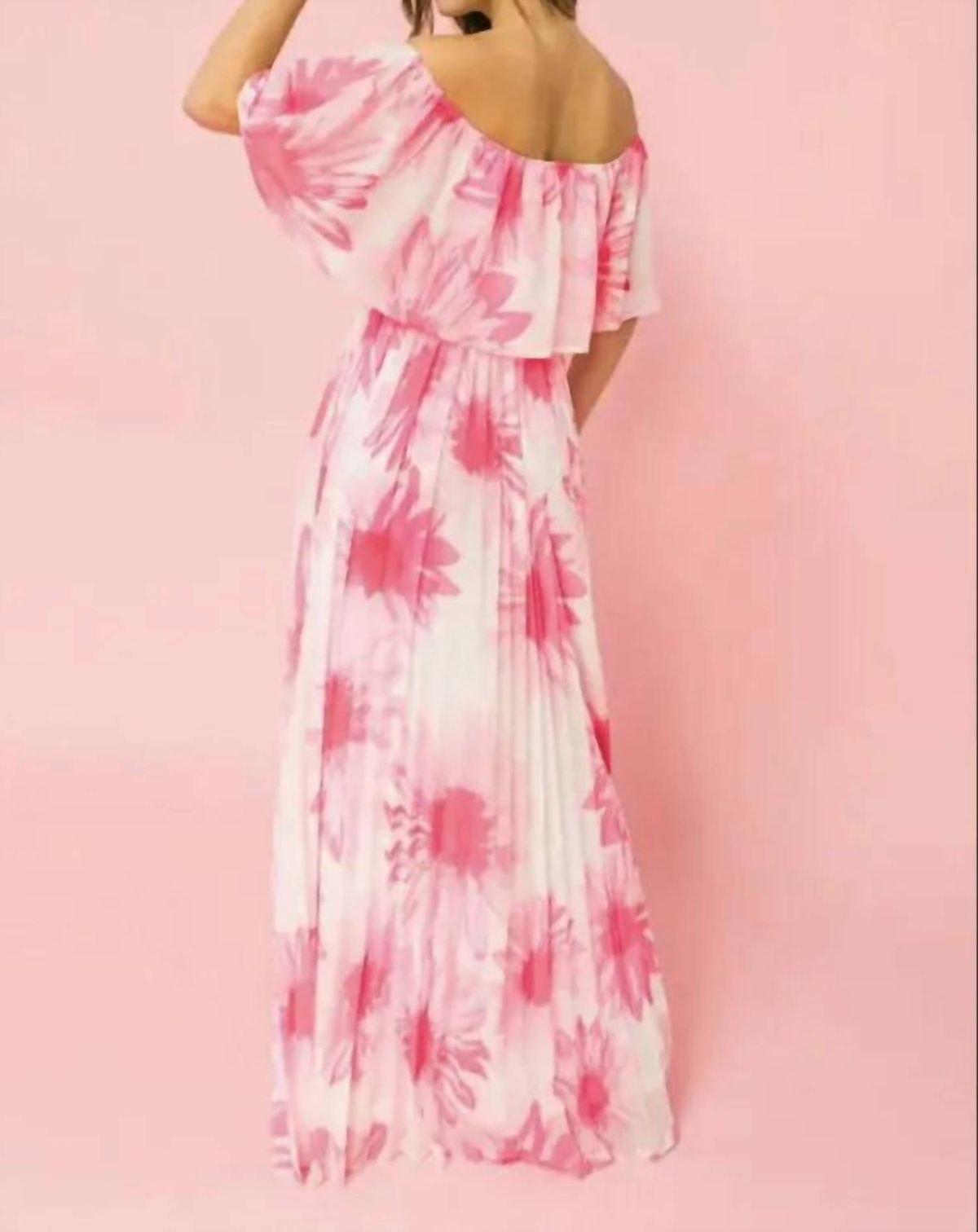 Style 1-3017675518-149 FLYING TOMATO Size L Off The Shoulder Pink Floor Length Maxi on Queenly