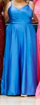 Size L Pageant Plunge Blue Ball Gown on Queenly