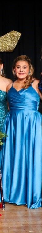 Size L Pageant Plunge Blue Ball Gown on Queenly