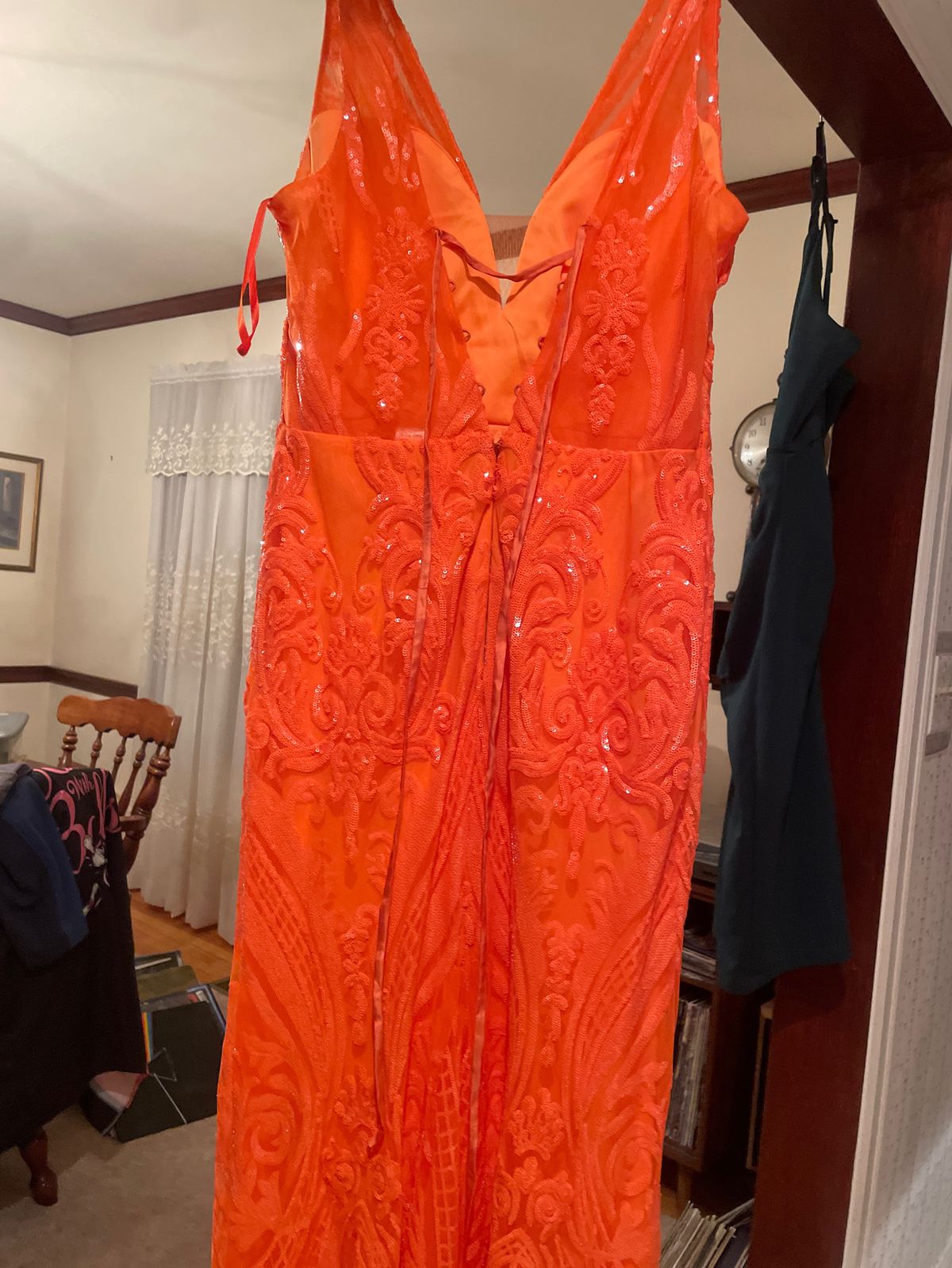 Plus Size 16 Pageant Halter Orange Mermaid Dress on Queenly