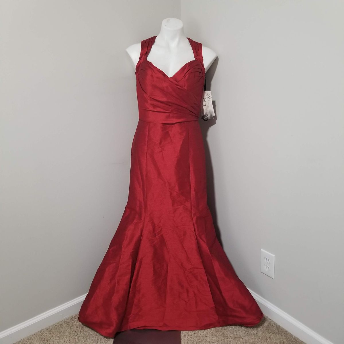 Style 5125 (Petite, fits street 6-8) Jim Hjelm Occasions Size 12 Strapless Red Mermaid Dress on Queenly