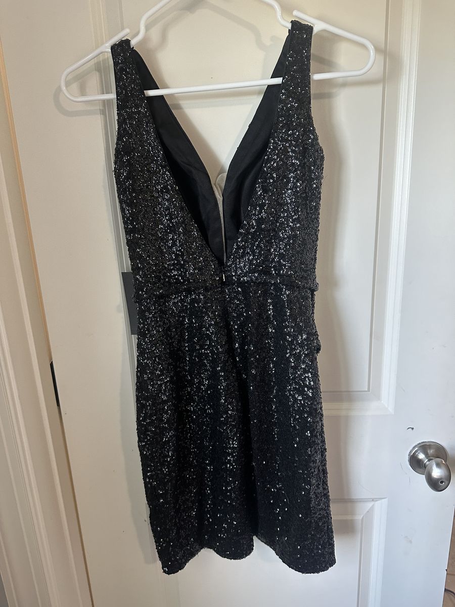 La Femme Size 0 Prom Plunge Black Cocktail Dress on Queenly