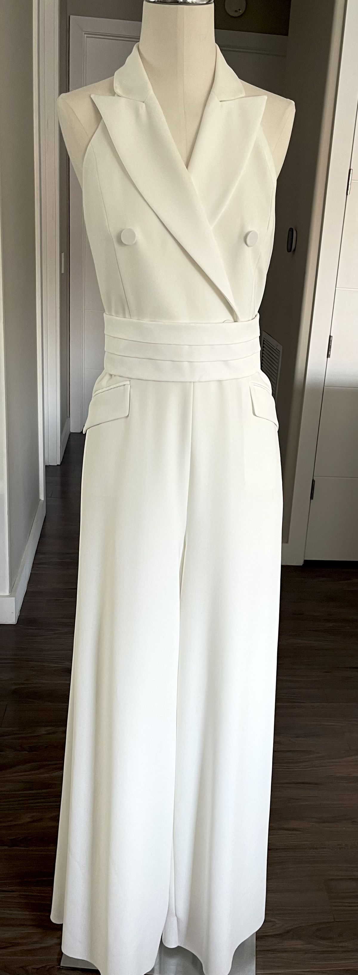 Style Selva MaxMara Size 10 White Formal Jumpsuit on Queenly