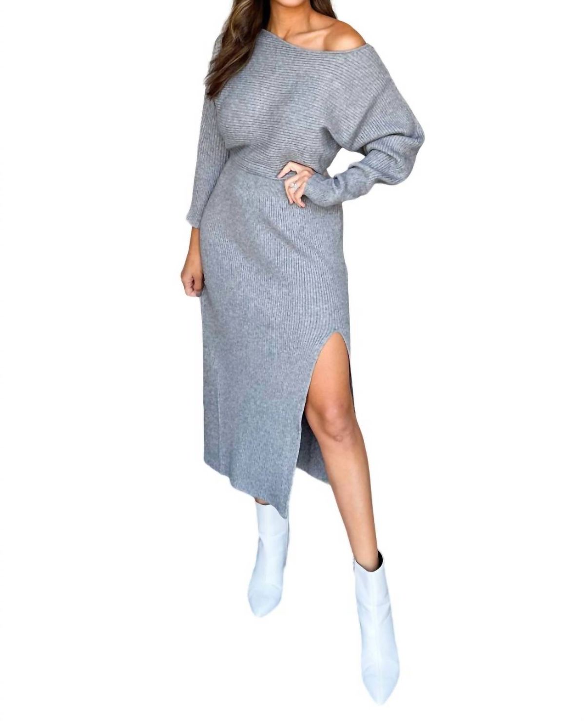 Style 1-317026456-892 Blue Blush Size M Long Sleeve Gray Cocktail Dress on Queenly