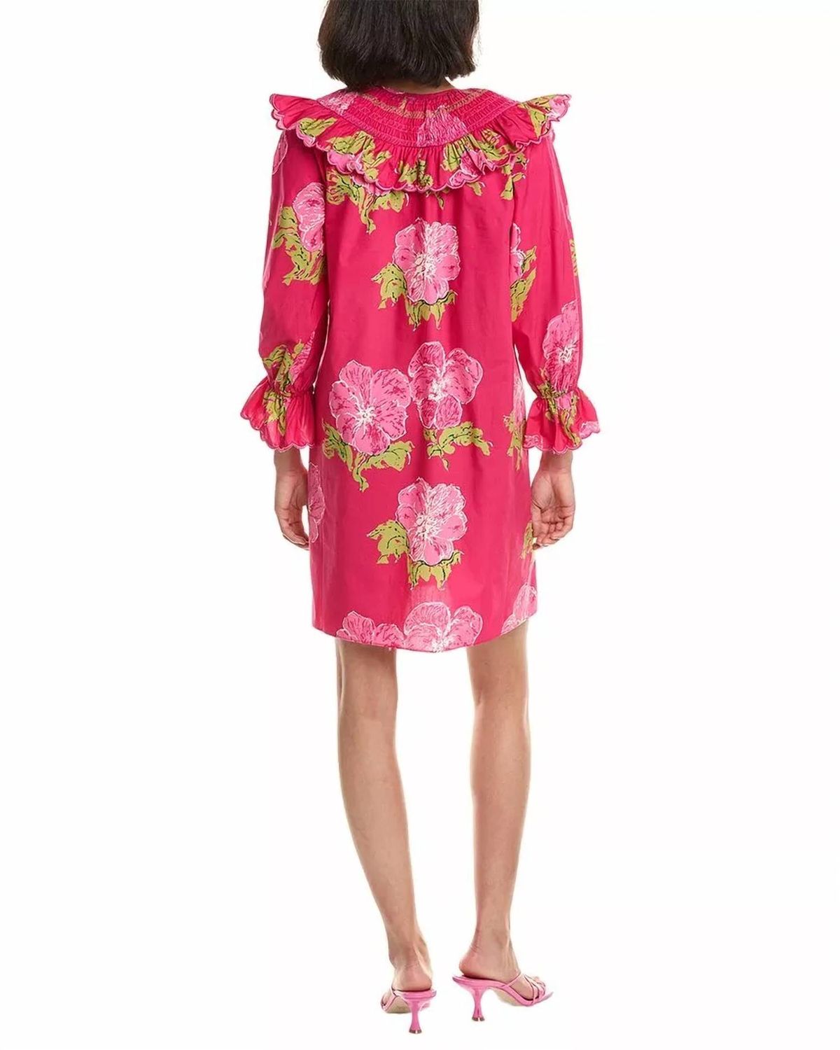 Style 1-3392546868-149 Flora Bea Size L Long Sleeve Floral Pink Cocktail Dress on Queenly