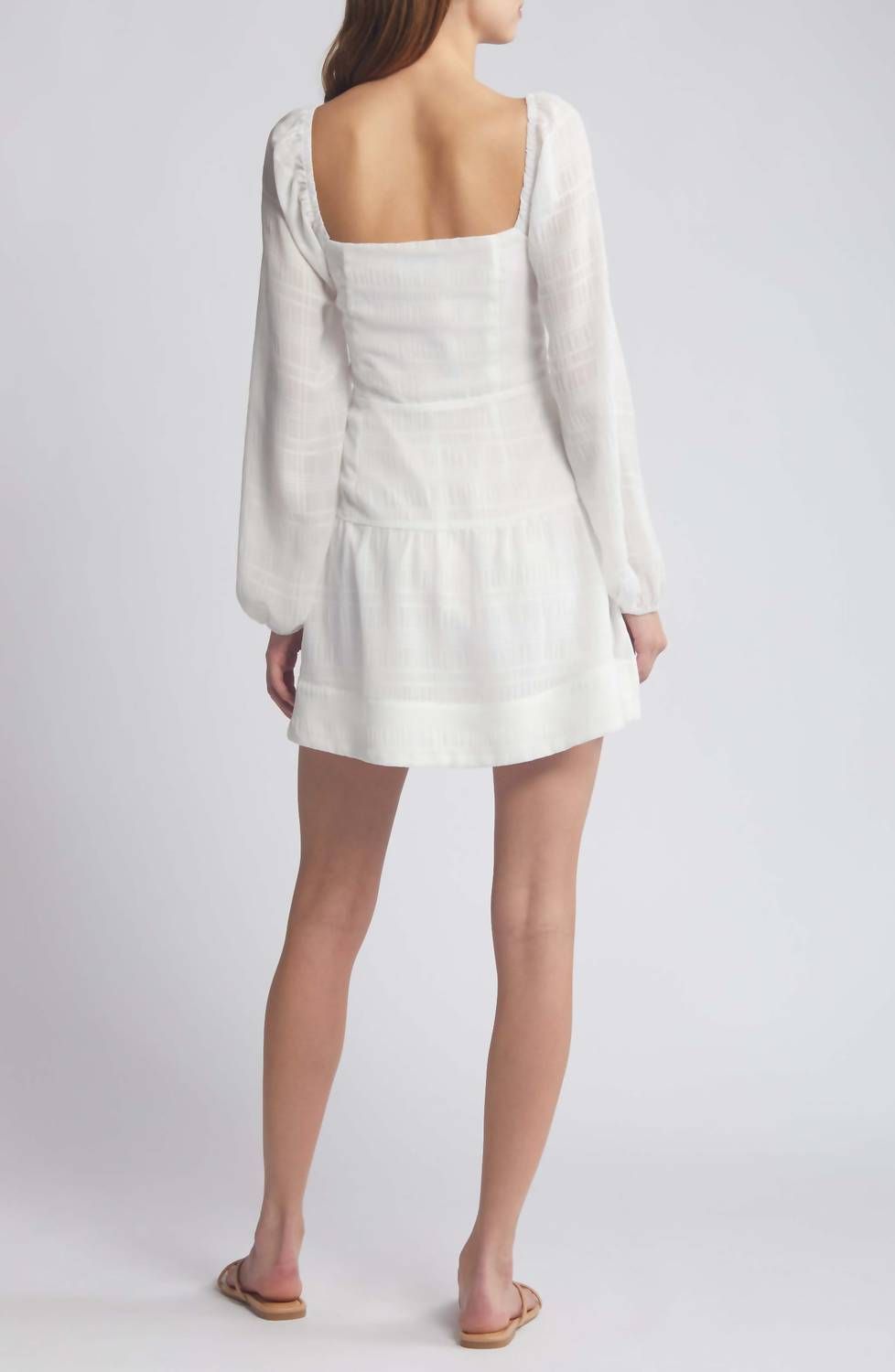 Style 1-3717275549-74 LOST + WANDER Size S Long Sleeve White Cocktail Dress on Queenly