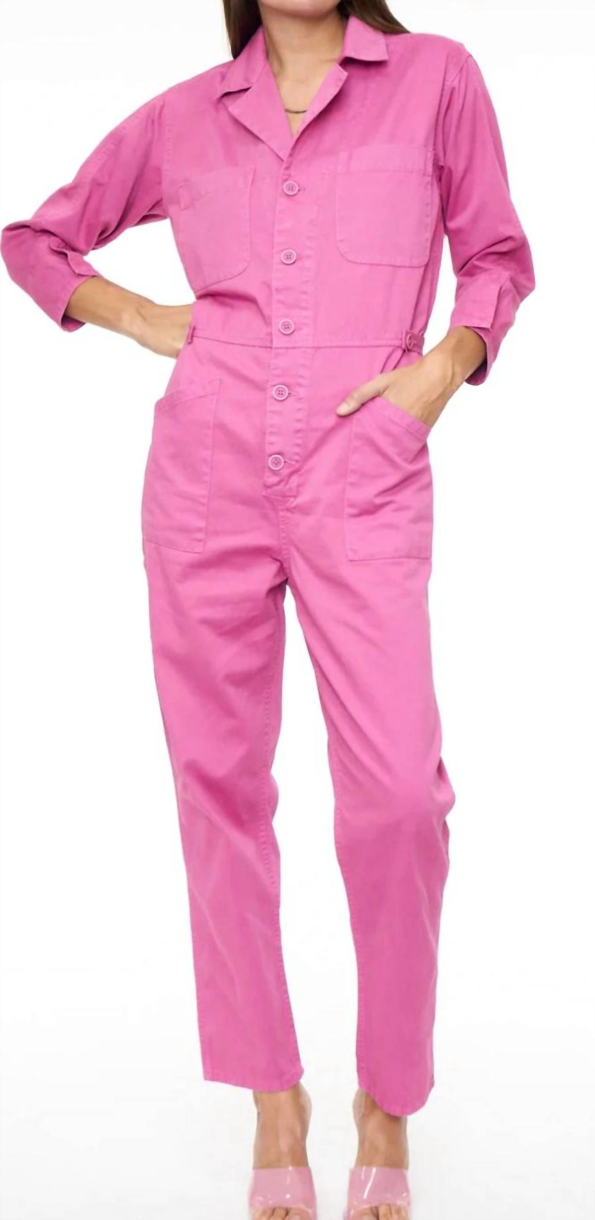 Style 1-4126587958-74 PISTOLA Size S Long Sleeve Hot Pink Formal Jumpsuit on Queenly