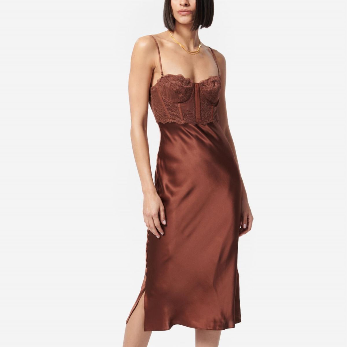 Style 1-4214452289-1498 Cami NYC Size 4 Lace Brown Cocktail Dress on Queenly