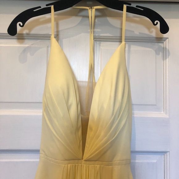 Style 7747 Faviana Size 10 Halter Sheer Yellow A-line Dress on Queenly
