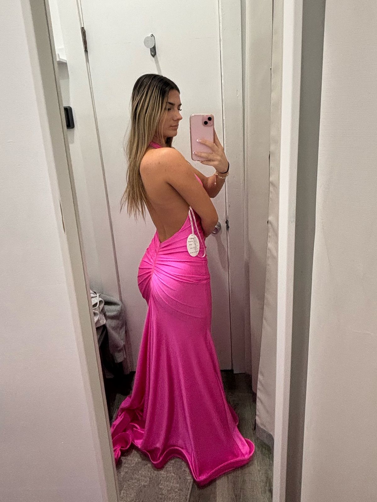 Style 758 Jessica Angel Size XS Prom Halter Pink Mermaid Dress on Queenly