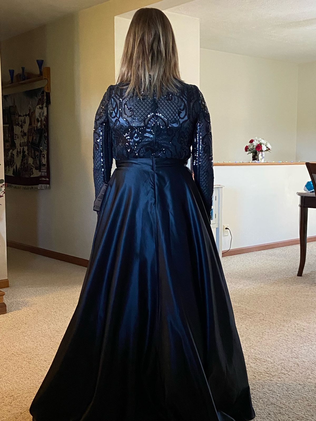 Size 10 High Neck Black Ball Gown on Queenly