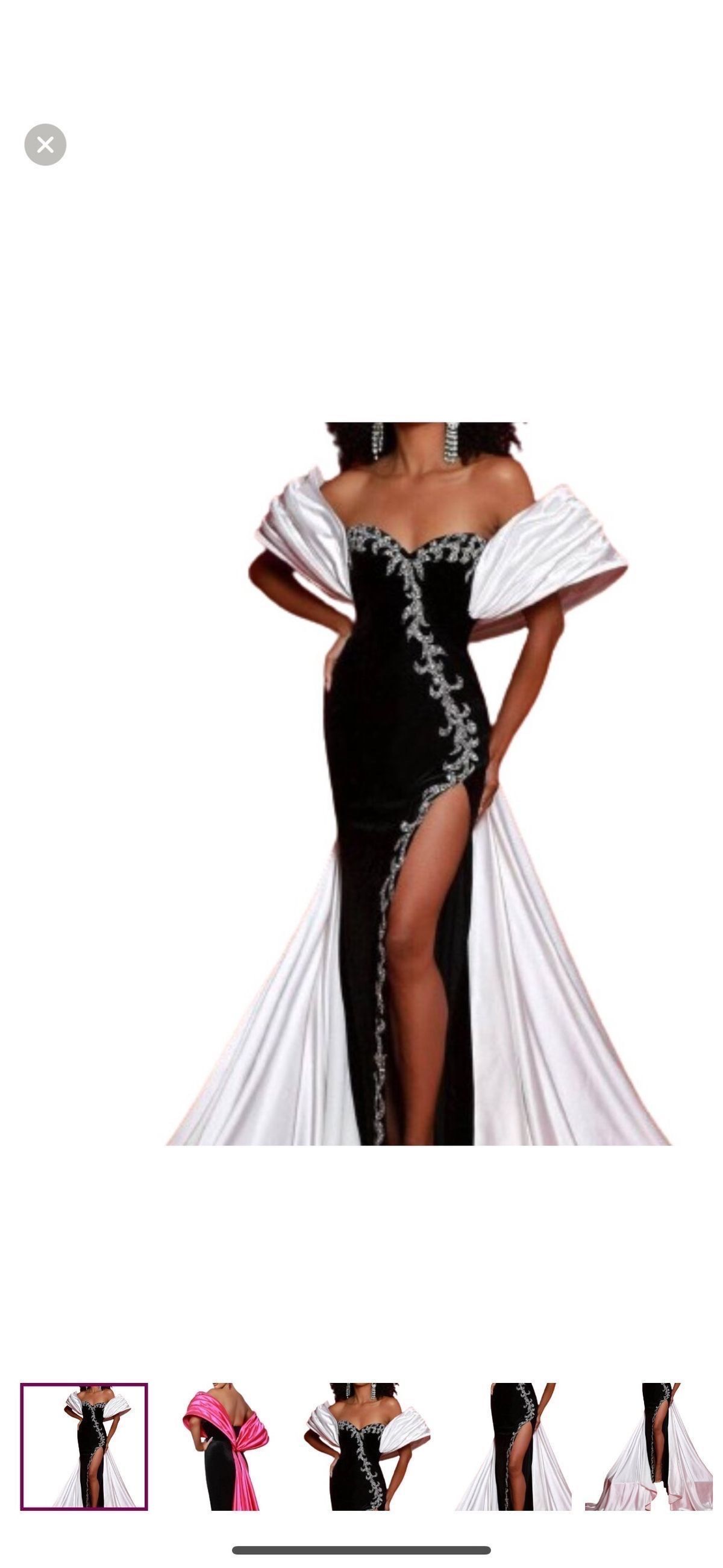 Johnathan Kayne Size 8 Pageant Off The Shoulder Black Side Slit Dress on Queenly