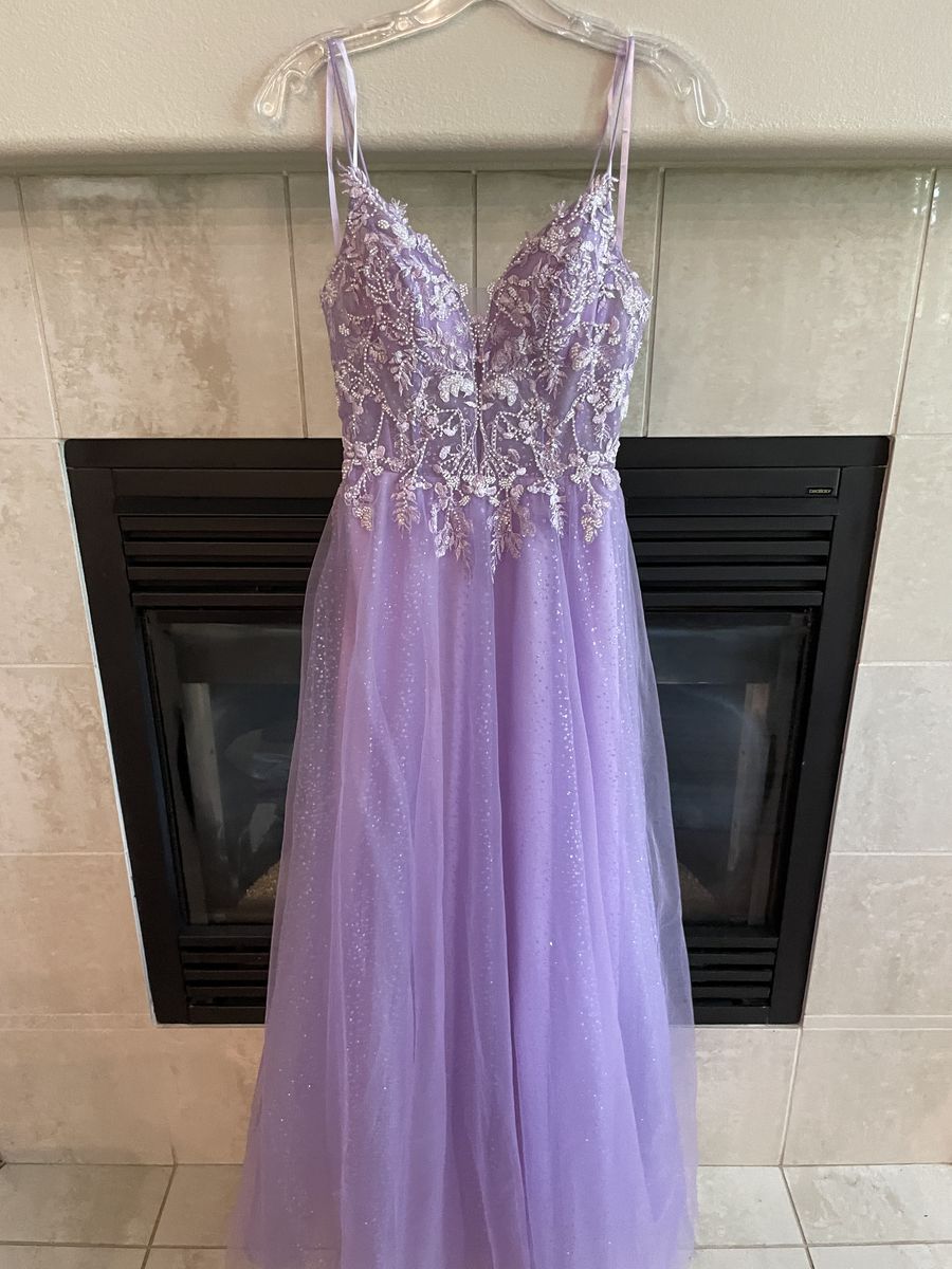 Lyndsey Robert’s  Size 2 Plunge Floral Purple Ball Gown on Queenly