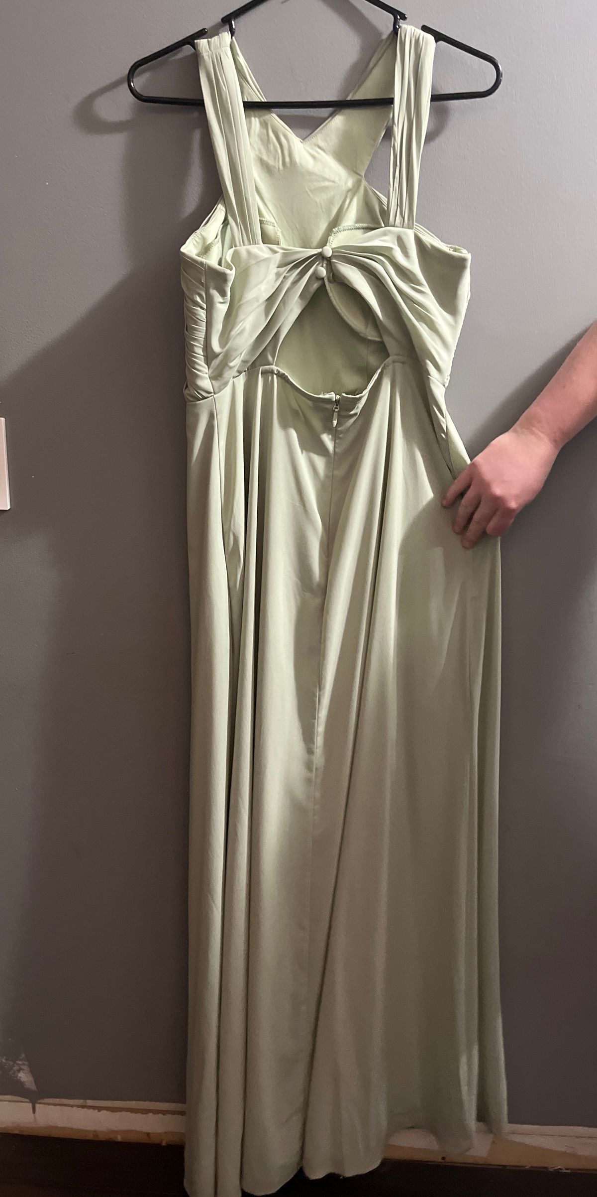 Azazie Size 10 Wedding Guest High Neck Green Floor Length Maxi on Queenly