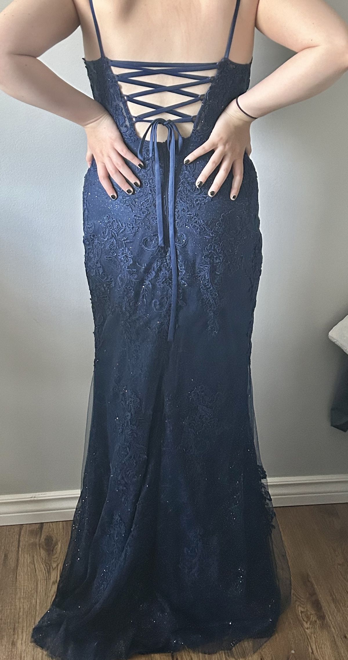 Size 12 Prom Blue Floor Length Maxi on Queenly