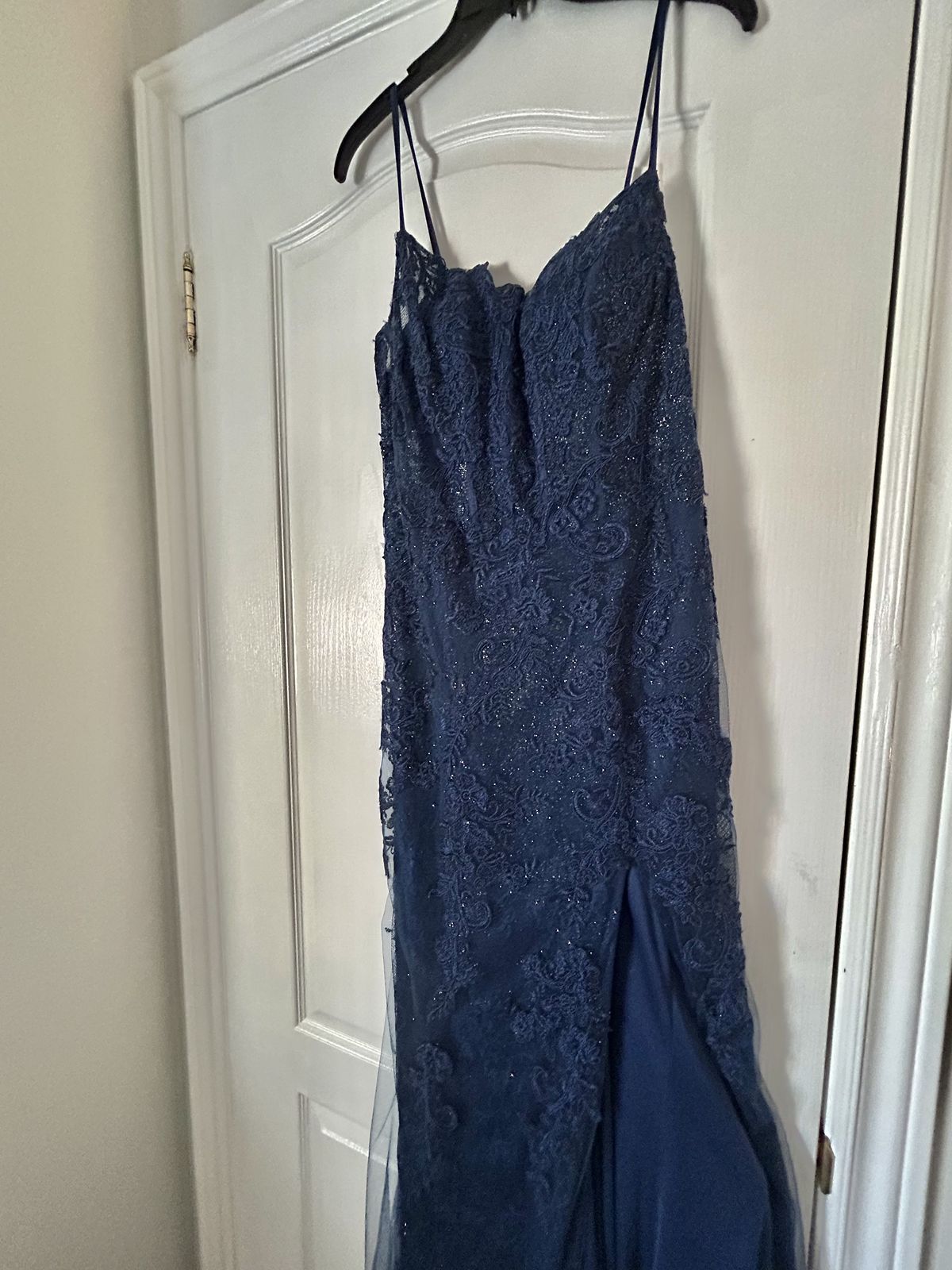 Size 12 Prom Blue Floor Length Maxi on Queenly