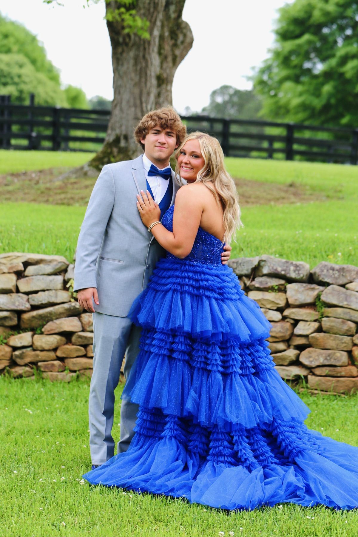 Style 56206 Sherri Hill Plus Size 16 Prom Halter Lace Blue Ball Gown on Queenly