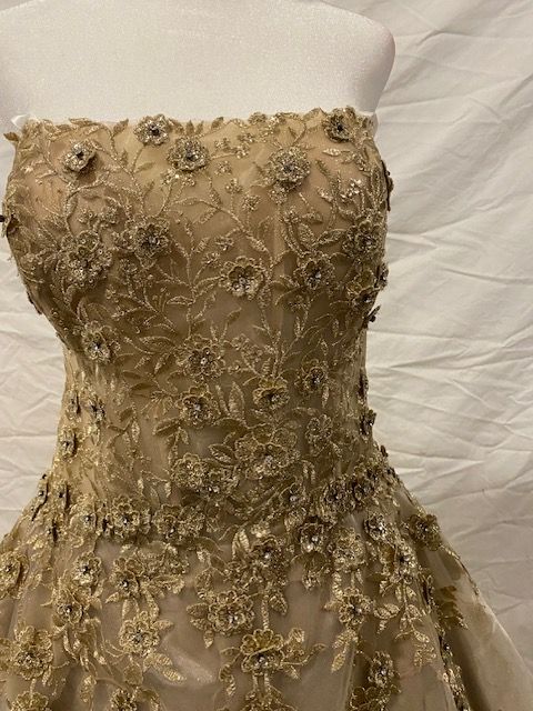 Jovani Plus Size 16 Lace Gold Ball Gown on Queenly