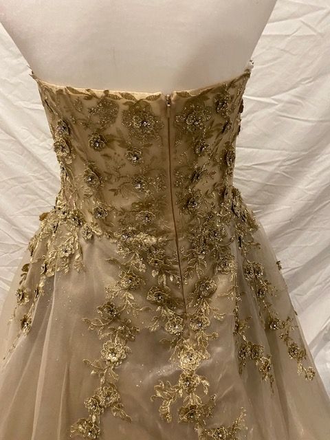 Jovani Plus Size 16 Lace Gold Ball Gown on Queenly