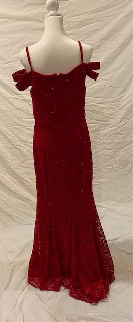 Size 12 Off The Shoulder Lace Red Mermaid Dress on Queenly