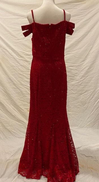 Size 12 Off The Shoulder Lace Red Mermaid Dress on Queenly