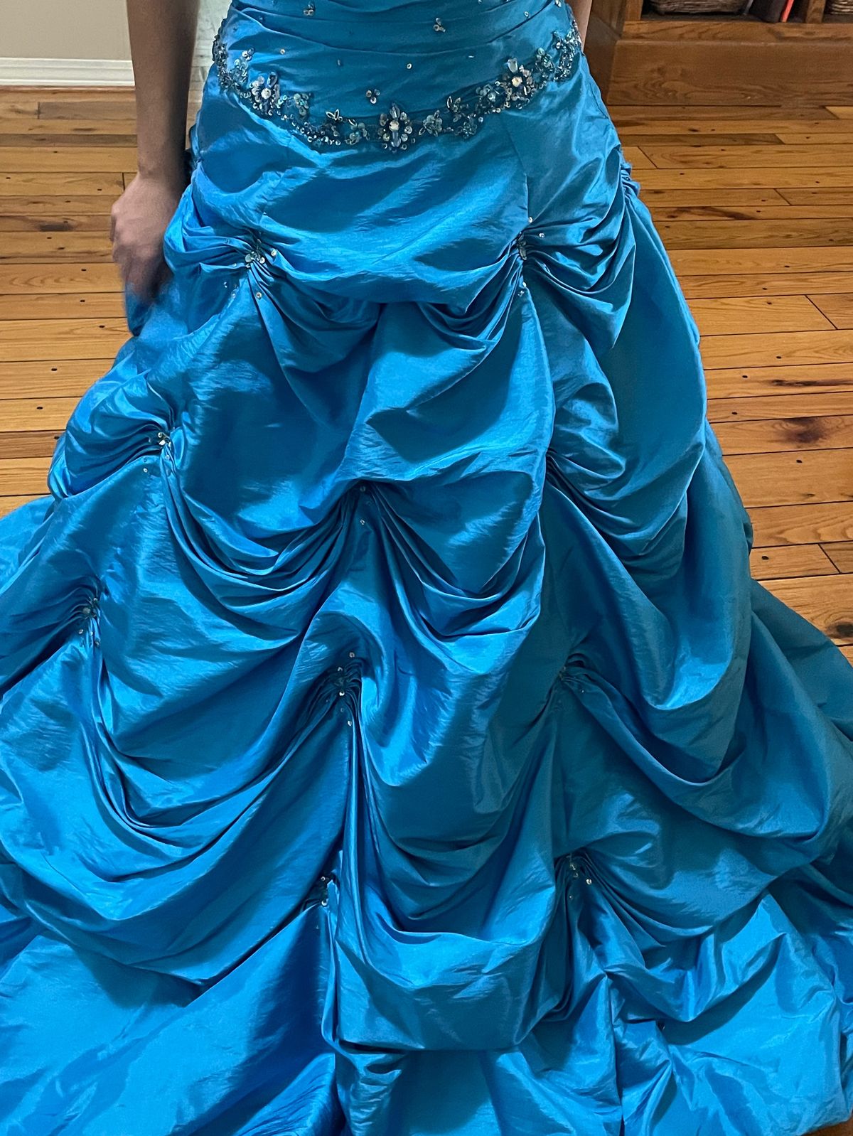 MoriLee Size 6 Pageant Strapless Blue Ball Gown on Queenly