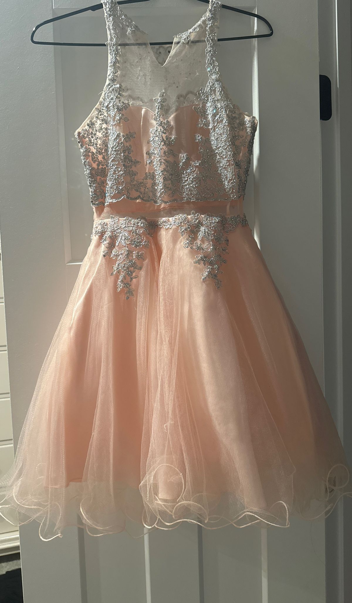 Size XS Prom High Neck Pink Ball Gown on Queenly