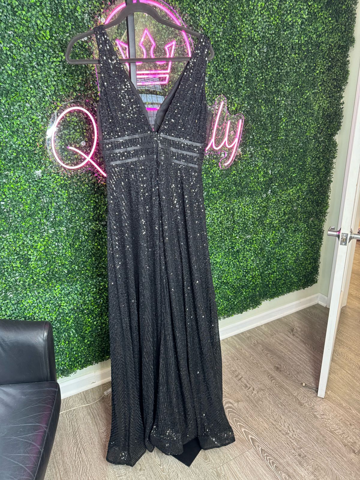 Style 267526 Faeriesty Size L Prom Plunge Black Mermaid Dress on Queenly