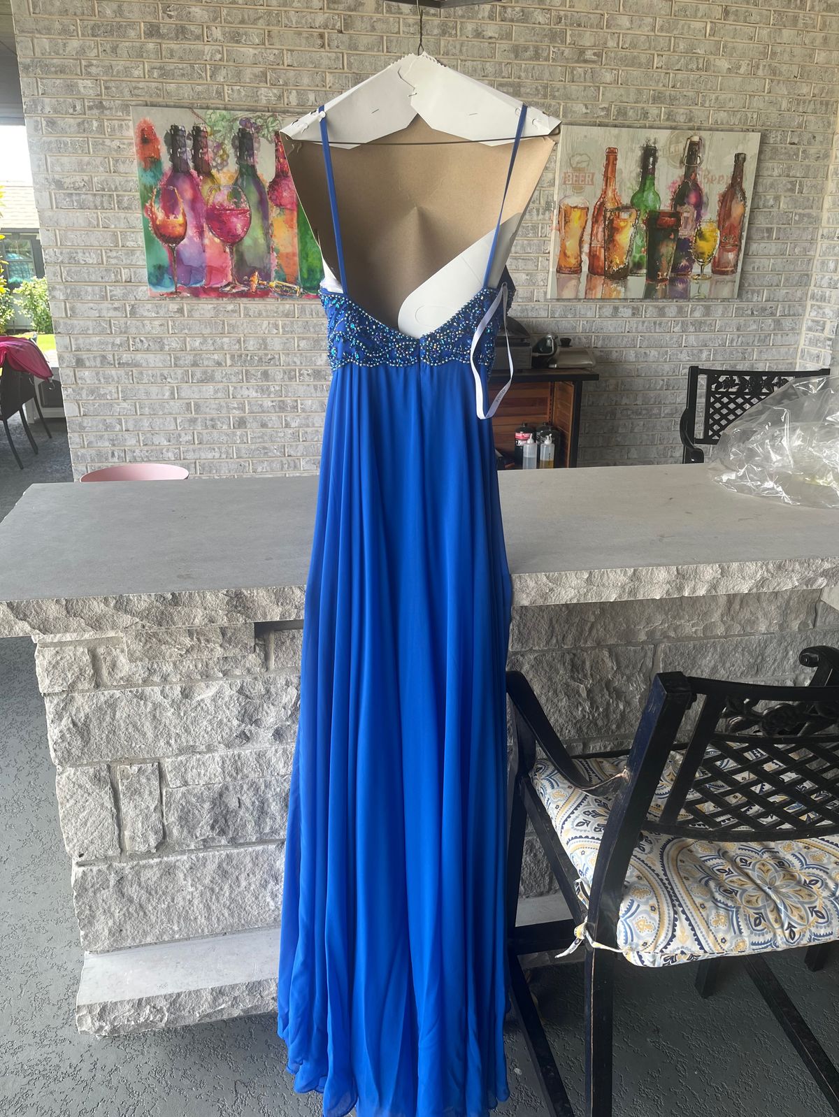 Jovani Size 0 Prom Halter Blue A-line Dress on Queenly